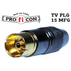 TV PLG 15MFG Pro.fi.con female golden socket TV 9.5mm, άριστης ποιότητας επίχρυσο μεταλλικό θηλυκό ίσιο φις PAL καλωδίου